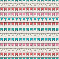 Hand drawn seamless pattern with bunting flags Doodle style N2