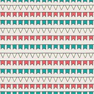 Hand drawn seamless pattern with bunting flags Doodle style N3