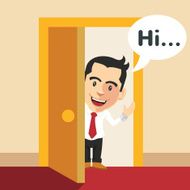 Businessman say hi Vector flat illustration N2