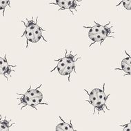 Beetles vintage seamless pattern