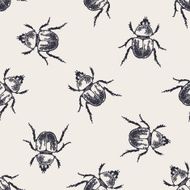 Beetles vintage seamless pattern N2
