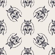 Beetles vintage seamless pattern N3