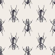 Beetles vintage seamless pattern N4