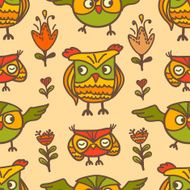 cute owls seamless pattern N2