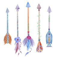 Arrows watercolor collection set of different hand-drawn arrows