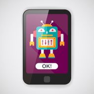 robot concept flat icon with long shadow eps10 N92