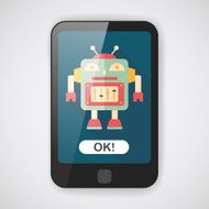 robot concept flat icon with long shadow eps10 N93
