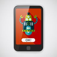 robot concept flat icon with long shadow eps10 N94