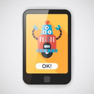 robot concept flat icon with long shadow eps10 N95