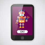 robot concept flat icon with long shadow eps10 N100