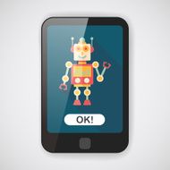 robot concept flat icon with long shadow eps10 N101