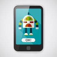 robot concept flat icon with long shadow eps10 N102