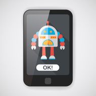 robot concept flat icon with long shadow eps10 N103