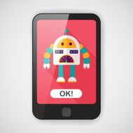 robot concept flat icon with long shadow eps10 N104