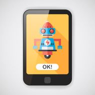 robot concept flat icon with long shadow eps10 N107