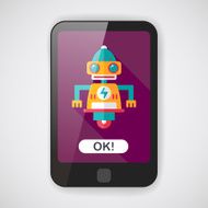 robot concept flat icon with long shadow eps10 N108