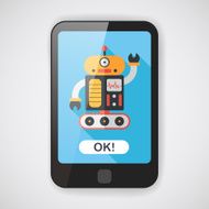 robot concept flat icon with long shadow eps10 N111
