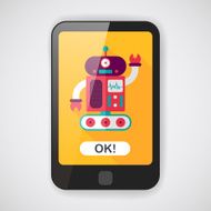 robot concept flat icon with long shadow eps10 N112
