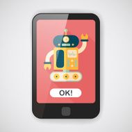 robot concept flat icon with long shadow eps10 N113