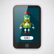 robot concept flat icon with long shadow eps10 N114