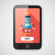 robot concept flat icon with long shadow eps10 N115