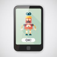 robot concept flat icon with long shadow eps10 N117
