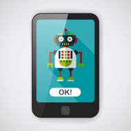 robot concept flat icon with long shadow eps10 N118