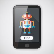 robot concept flat icon with long shadow eps10 N119