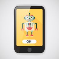 robot concept flat icon with long shadow eps10 N121