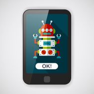 robot concept flat icon with long shadow eps10 N122