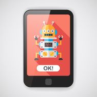 robot concept flat icon with long shadow eps10 N123