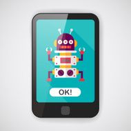robot concept flat icon with long shadow eps10 N124