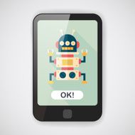robot concept flat icon with long shadow eps10 N125