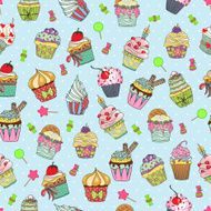 Cupcake doodle pattern N2