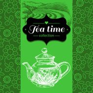 Tea vintage background Hand drawn sketch illustration Menu and N4