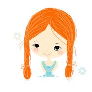 Cute Girl Smiling Sketch For Your Design N39