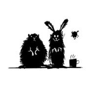 Funny stylized rodent animals Sketch for your design