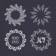 Christmas wreath drawn Vector set N8