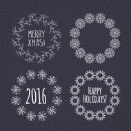 Christmas wreath drawn Vector set N9