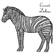 Stylized vector Zebra zentangle isolated on white background