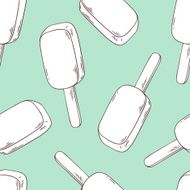 Stylized ice cream seamless pattern in outline style