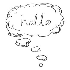 Simple doodle of a hello thought bubble N3