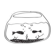 Simple doodle of a goldfish bowl N4