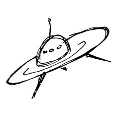 sketch drawing of a spaceship