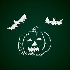 Simple doodle of a pumpkin and bats