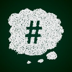 Simple doodle of a hash tag thought bubble