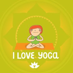 Hand drawn yoga cartoon card N6