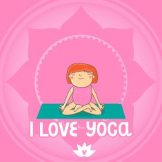 Hand drawn yoga cartoon card N7