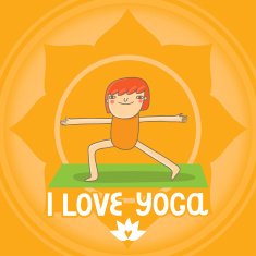 Hand drawn yoga cartoon card N8