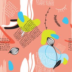Hand drawn abstract floral seamless background pattern